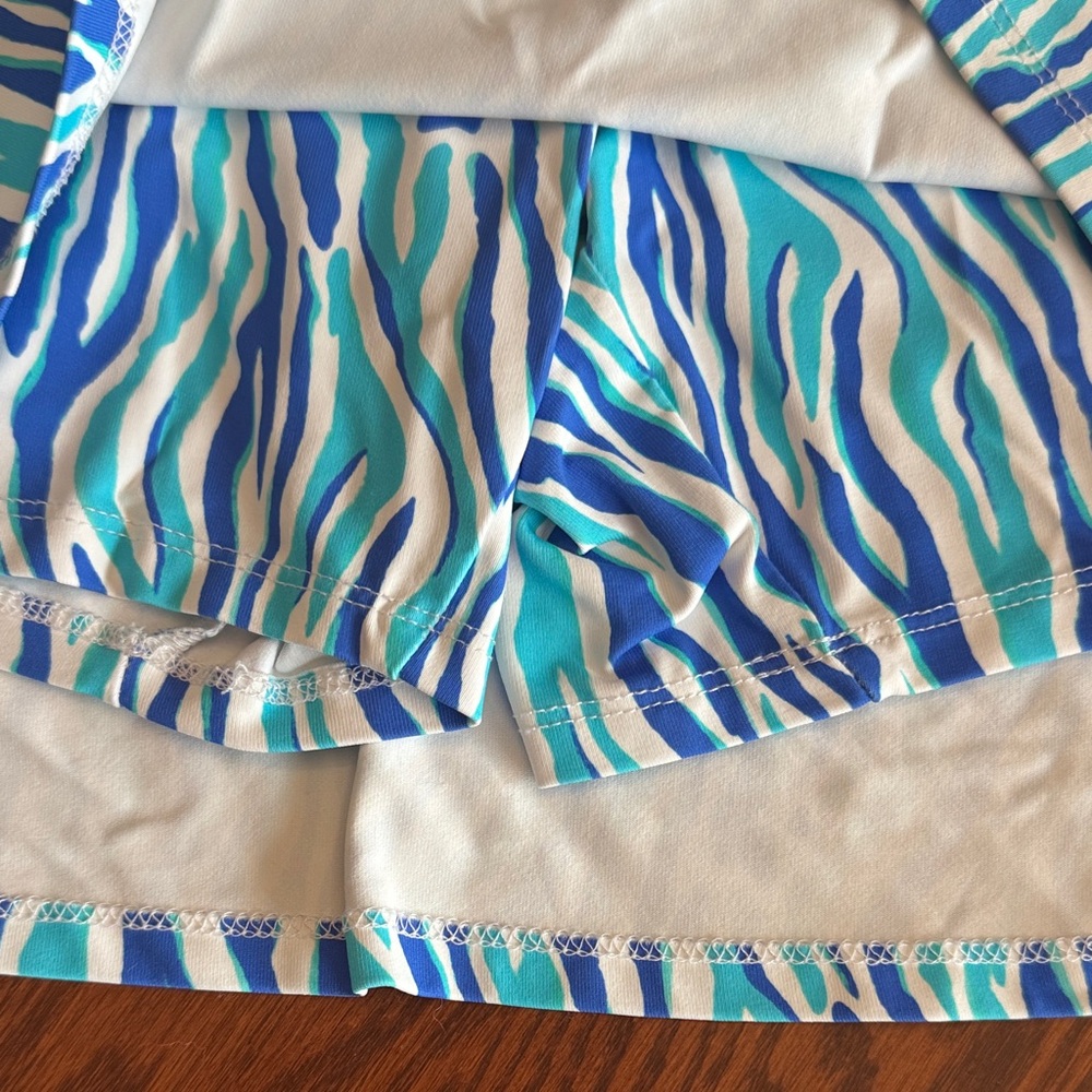 Lulu B-Blue and White Zebra Print Women's Skort - Picture 4 of 5